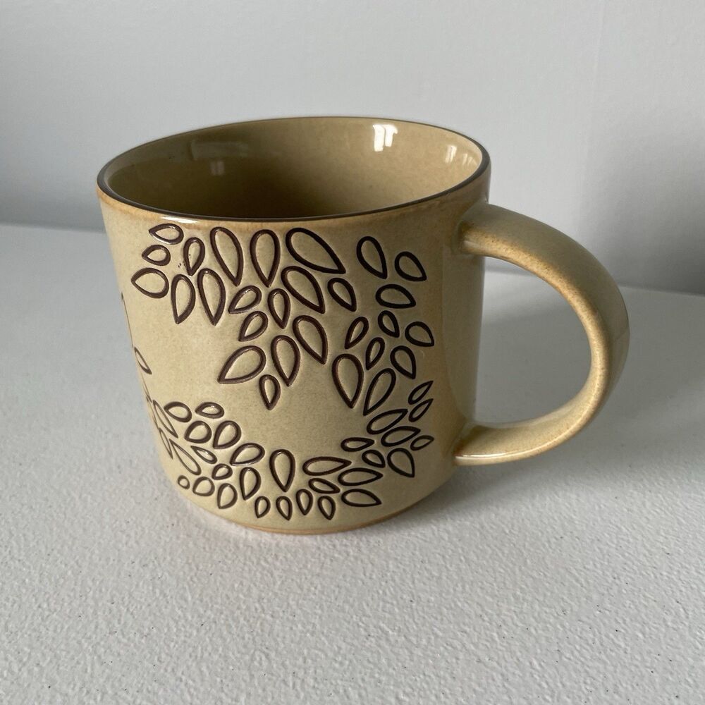 Starbucks Coffee Tea Cup Mug Etched Leaves Tan Brown 14 fl. oz. Drinkware - Picture 5 of 7